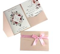 KXCVBNKLJ Tarjeta de boda personalizada, Wedding Invitations Pack Of 50 Tri Fold Pocket Customized Print Multicolor Options(Light Pink,Whole Set Customize)