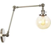 KXEcoLife Aplique de Pared Moderno de Hierro con Brazo oscilante Doble Ajustable y Pantalla de Globo de 14 cm, Estilo Retro, Tipo candelabro.