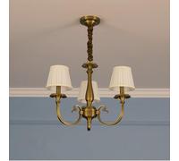 KXEcoLife Lámpara Colgante Antigua, iluminación Elegante, araña de Alta Gama, lámpara de Techo Decorativa, lámpara clásica, Pantalla Beige de Cristal de Cobre para Sala de Estar, Comedor y d