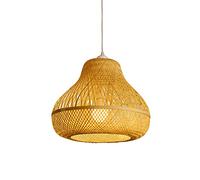 KXEcoLife Lámpara Colgante de bambú de un Solo Cabezal, Tejida a Mano, Creativa, Estilo japonés, Estilo Tatami, con Cable Ajustable, Accesorio de Techo de bajo Consumo.