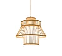 KXEcoLife Lámpara Colgante de bambú Minimalista, lámpara Colgante Retro Japonesa de un Solo Cabezal, lámpara de Techo Tejida a Mano, lámpara de bajo Consumo para Comedor, Dormitorio y hogar.