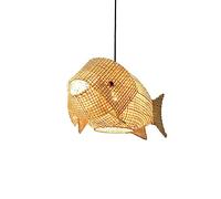 KXEcoLife Lámpara Colgante de bambú Tejido, 1 luz, Elegante lámpara de araña de ratán Tejida a Mano, lámpara Colgante de artesanía Decorativa Japonesa para Isla de Cocina, guardería, Lucky S