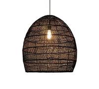 KXEcoLife Lámpara Colgante de bambú Tejido Estilo Artesanal con Pantalla de Cesta de Mimbre metálico para Restaurante o Dormitorio.