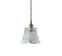 KXEcoLife Lámpara Colgante de Estilo japonés con Pantalla de Cristal Transparente en Forma de Flor, lámpara de suspensión de latón para Sala de Estar, Cocina, Comedor y Dormitorio.