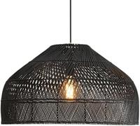 KXEcoLife Lámpara Colgante de Estilo rústico con Pantalla de Jaula de ratán, Estilo costero, araña Tejida a Mano, lámpara de Techo Japonesa, candelabro