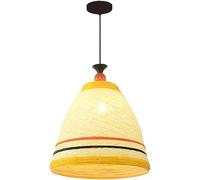 KXEcoLife Lámpara Colgante de Mimbre con Pantalla de Jaula, Cesta de ratán Tejida a Mano, candelabro Estilo Granja, Colgante Suave