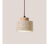 KXEcoLife Lámpara Colgante de Piedra Natural nórdica, cilíndrica, pequeña, Moderna, de Mediados de Siglo, de Madera rústica, Industrial, para Comedor, Cocina, Isla, casa de Campo, Dormitorio