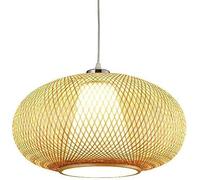 KXEcoLife Lámpara Colgante de ratán de bambú Tejida a Mano, lámpara Colgante de Mimbre Natural, Cable Ajustable, lámpara de Techo rústica Zen asiática para Cocina, Isla, Comedor, casa de té.