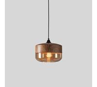 KXEcoLife Lámpara Colgante de Techo con Pantalla de Madera, araña de Cristal ámbar, Cable Ajustable, Acabado coñac, lámpara Decorativa para Isla de Cocina, Comedor, Bar, cafetería. (A)