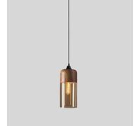 KXEcoLife Lámpara Colgante de Techo con Pantalla de Madera, araña de Cristal ámbar, Cable Ajustable, Acabado coñac, lámpara Decorativa para Isla de Cocina, Comedor, Bar, cafetería. (D)