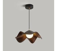 KXEcoLife Lámpara Colgante de Techo con Pantalla de Resina Ondulada, 3 Colores, Regulable, Cable Ajustable, Acabado en Nogal/Madera, Ideal para Comedor, Dormitorio, Sala de Estar y Pasillo.