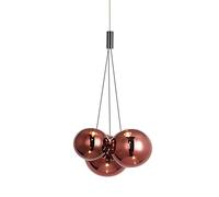 KXEcoLife Lámpara Colgante de Techo LED Moderna de 3 vías con Esfera de Cristal, Tipo Grupo, Sencilla, para Isla de Cocina, lámpara de araña de 3 Luces para Comedor (Rojo), Fabricada en Chin