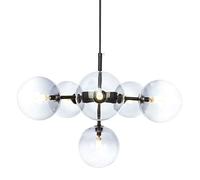 KXEcoLife Lámpara Colgante de Techo Sencilla para Isla de Cocina | Lámpara de araña Moderna de Mediados de Siglo con 6 Luces y Globo de Cristal Gris Degradado. Bombilla LED G4 (no incluida).