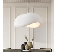 KXEcoLife Lámpara Colgante Japonesa Moderna - Lámpara de araña de Altura Ajustable para Comedor, Sala de Estar, Cocina, cafetería y Pasillo. Diseño Creativo de Nido de pájaro Blanco (60 cm).