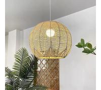 KXEcoLife Lámpara Colgante LED Estilo Boho de ratán, lámpara Colgante Moderna de 30 cm (11,8 Pulgadas) Tejida a Mano en Madera Natural, candelabros de Mimbre Estilo Colonial español para Sal