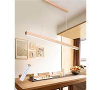 KXEcoLife Lámpara Colgante LED Moderna Ajustable con Control Remoto, lámpara de Comedor Regulable en Altura, lámpara de Madera para Estudio, diseño Original en Madera (100 cm).