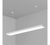 KXEcoLife Lámpara Colgante Lineal Industrial para Cocina, luminarias LED comerciales Colgantes, lámpara Moderna Negra, araña de Techo Blanca para Oficina, Garaje, Taller, Comedor, Isla, sóta