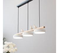 KXEcoLife Lámpara Colgante Lineal LED Moderna de 3 Luces para Mesa de Comedor, Regulable, de Tira Larga, Estilo nórdico con Forma de pájaro, de Madera, para decoración de Techo, Isla de coci