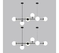 KXEcoLife Lámpara Colgante Moderna de Cristal de 6 Luces, araña E27 con Pantallas esféricas Ajustables, iluminación Colgante de Estilo nórdico para Isla de Cocina, decoración rústica, ilumin