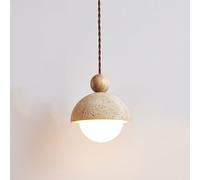 KXEcoLife Lámpara Colgante Moderna de travertino para Dormitorio, lámpara Colgante WABI sabi con Cuenco, lámpara de araña Vintage de Cristal lechoso para Restaurante, Sala de Estar, Estilo r