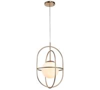 KXEcoLife Lámpara Colgante Moderna, lámpara de Hierro lacada Dorada horneada, lámparas Colgantes, lámpara de araña con Pantalla de Vidrio Blanco, lámpara de suspensión para Dormitorio, resta