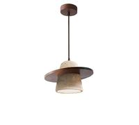 KXEcoLife Lámpara Colgante Moderna WABI Sabi con Piedra travertino, lámpara Lineal cónica sobre Mesa de Comedor, lámpara Vintage Japonesa para Sala de Estar, lámpara Colgante Beige para coci