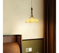 KXEcoLife Lámpara Colgante nórdica de Cristal de Colores para Mesa de Comedor, Restaurante, Cocina, Dormitorio, mesita de Noche, iluminación Interior LED artística con Forma de Flor.