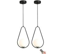 KXEcoLife Lámpara Colgante Recargable, Regulable y programable con Bombilla a Pilas, Forma de Globo, Tipo C, para Isla de Cocina, Mesa de Comedor, Sala de Estar, inalámbrica.