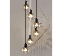 KXEcoLife Lámpara Colgante Retro con múltiples Bolas de Cristal para Escalera, Moderna, en Espiral, para Villa, dúplex, Larga, E27, LED, 10 Luces Decorativas.