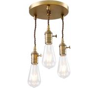 KXEcoLife Lámpara Colgante Sencilla de 3 Luces Estilo Vintage, lámpara de Techo Industrial Retro para Cocina, portalámparas Edison E27, iluminación Decorativa para Pasillo y Loft.