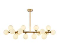 KXEcoLife Lámpara Colgante Sputnik de 16 Luces, Estilo Globo, Dorada, Grande, con Forma de Frijol mágico, Moderna, Lineal, para Sala de Estar y Comedor (Dorada)