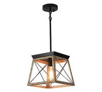 KXEcoLife Lámpara Colgante TCHAU de Estilo rústico, de Altura Ajustable, Estilo Industrial, con Jaula de Metal, Estilo Retro Vintage, para Loft, Cocina, Isla, cafetería (tamaño: 1 Unidad)