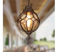 KXEcoLife Lámpara Colgante Vintage para Exteriores, Impermeable, de Aluminio, Industrial, de Cristal, para Porche, Pasillo, Villa, Patio e Interior, E27.