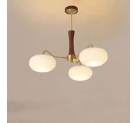 KXEcoLife Lámpara de araña de 3 Luces de latón Antiguo con Cristal lechoso, semiempotrada, Estilo rústico Vintage, de Madera, Estilo Moderno de Mediados de Siglo, para Dormitorio, Sala de es