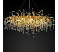 KXEcoLife Lámpara de araña de Cristal Dorado, lámpara de araña Rectangular de 100 cm con Forma de Rama de árbol para Comedor, Apliques de luz sobre la Mesa, lámparas Colgantes de Techo Alto