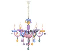 KXEcoLife Lámpara de araña de Cristal K9 Estilo Pastoral Americano E14, lámpara Colgante de Techo para habitación Infantil, 6 Brazos, botón Creativo, lámparas de araña Coloridas, Cabezal de