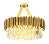 KXEcoLife Lámpara de araña de Cristal, Moderna lámpara Colgante Dorada, LED Regulable de Lujo K9, Pantalla Redonda para Techo, Ideal para Sala de Estar de Hotel o Villa (40 cm).
