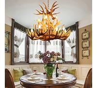 KXEcoLife Lámpara de araña de Resina con Forma de asta de Ciervo, lámpara Colgante rústica Retro Estilo Granja, luminaria de araña con Forma de Cuerno de Ciervo con Base E14 para Sala de EST