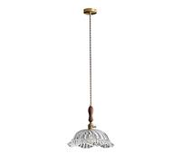 KXEcoLife Lámpara de araña Francesa de Cristal E27 de 1 Bombilla - Lámpara Colgante Minimalista Retro de latón, luz Colgante Ajustable para Interiores, Ideal para el hogar, Estudio, dormitor