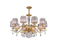 KXEcoLife Lámpara de araña Industrial de Cristal de Lujo, Moderna lámpara Colgante de Hierro Dorado, E14, Luces de Techo semiempotradas para Sala de Estar, Comedor y Dormitorio, Color Negro,