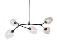 KXEcoLife Lámpara de araña Moderna de 8 Luces, Ajustable 360°, de Cristal Negro con Burbujas, Casquillo E26, diseño Molecular Elegante para iluminación de Techo de Sala de Estar y decoración