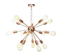 KXEcoLife Lámpara de araña Moderna Sputnik de 15 Luces LED E27, lámpara Colgante Edison, luminaria de Techo de Mediados de Siglo, Color Negro/Oro Rosa/Cromo, para Pasillo o Bar.