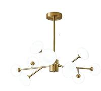 KXEcoLife Lámpara de araña nórdica G9 con diseño de molécula mágica, Ideal para Sala de Estar, Dormitorio, Comedor, diseño Moderno y conciso, lámpara Colgante de Cobre Chapado de 9 Luces, FA