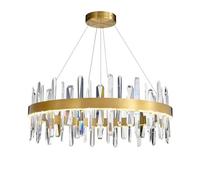 KXEcoLife Lámpara de araña Redonda de Cristal, lámpara Colgante LED de Lujo, luminaria de Techo Moderna para Comedor, Isla de Cocina, Dormitorio, Pasillo (60 cm).