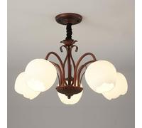 KXEcoLife Lámpara de araña Retro Sencilla de Estilo campestre con Casquillo E27, lámpara de Techo Americana de Cristal, Ideal para Dormitorio Principal y Sala de Estar, iluminación para Come