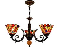 KXEcoLife Lámpara de araña Tiffany de vitrales, 3 Cabezales, lámpara de Techo de 6 Pulgadas con Discos Coloridos, lámpara Colgante de Estilo Vintage para Comedor, Sala de Estar, Dormitorio,