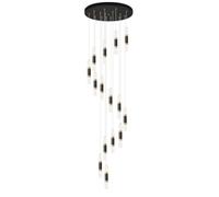 KXEcoLife Lámpara de araña Tipo racimo, lámpara Colgante LED Regulable con Pantalla de Anillo Cuadrado, luminaria para techos Altos con Control Remoto y Cable Colgante Ajustable.