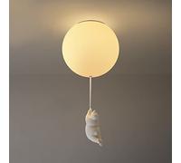 KXEcoLife Lámpara de Techo, Bonita araña con Pantalla de Cristal Color Crema y Colgante Tipo Globo, Ideal para la habitación del bebé, el Comedor, la Sala de Estar o el Dormitorio, 19,5 pulg