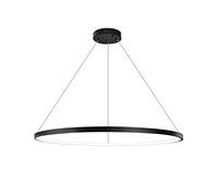 KXEcoLife Lámpara de Techo Colgante LED de Aluminio Boutique Decoration, Color Negro, 22W32W43W, 1 Anillo, lámpara de araña, luz Colgante Ajustable para Isla de Cocina, Comedor, Restaurante.