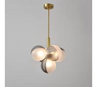 KXEcoLife Lámpara de Techo de 5 Luces, semiempotrada, Estilo rústico, con Globo de Cristal, iluminación LED G9 para Porche, Comedor, Dormitorio y Sala de Estar. Fabricada en China.